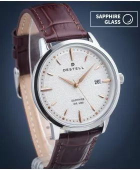 Hodinky pánske DESTELL Pictor Silver Brown Leather Sapphire