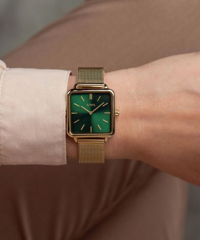 Hodinky dámske BOWA Vienna Green Gold Mesh 29