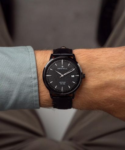 Hodinky pánske DESTELL Pictor Full Black Leather Sapphire