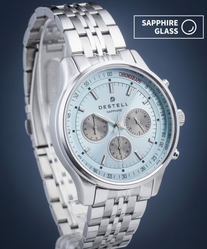 Hodinky pánske DESTELL Circinus Ice Blue Silver Steel Chronograph Sapphire