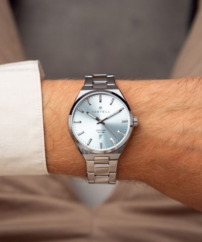 Hodinky pánske DESTELL Aries Ice Blue Silver Steel Sapphire
