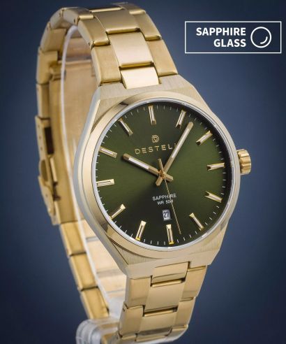 Hodinky pánske DESTELL Aries Green Gold Steel Sapphire