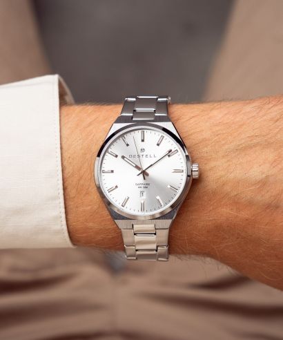 Hodinky pánske DESTELL Aries Full Silver Steel Sapphire
