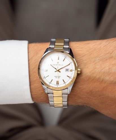 Hodinky pánske DESTELL Loup White Silver-Gold Steel Sapphire