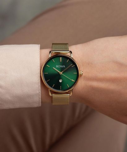 Hodinky dámske BOWA Milan Green Gold Mesh 34