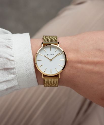 Hodinky dámske BOWA New York Petite White-Gold Mesh 34