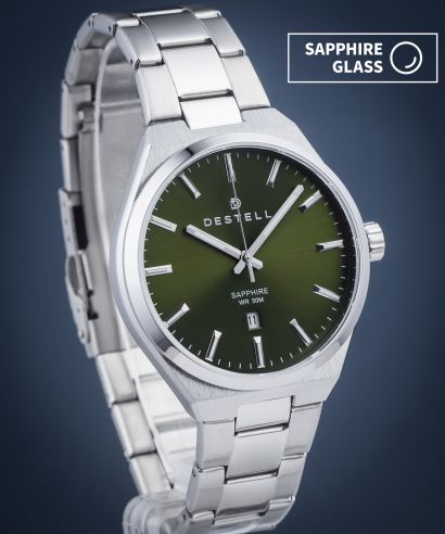 Hodinky pánske DESTELL Aries Green Silver Steel Sapphire