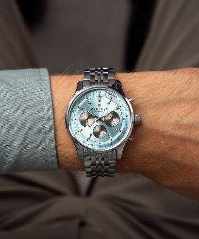 Hodinky pánske DESTELL Circinus Ice Blue Silver Steel Chronograph Sapphire