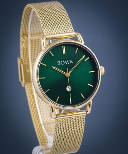 Hodinky dámske BOWA Milan Green Gold Mesh 34