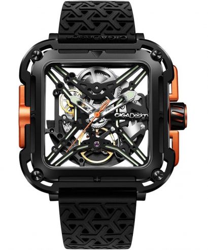 Hodinky Pánske Ciga Design X Series Black & Orange Skeleton Automatic