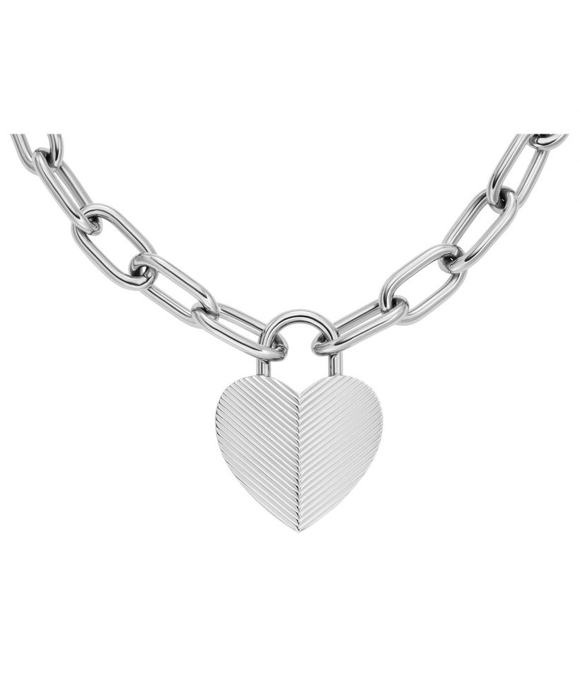 Náhrdelník Fossil Harlow Linear Texture Heart