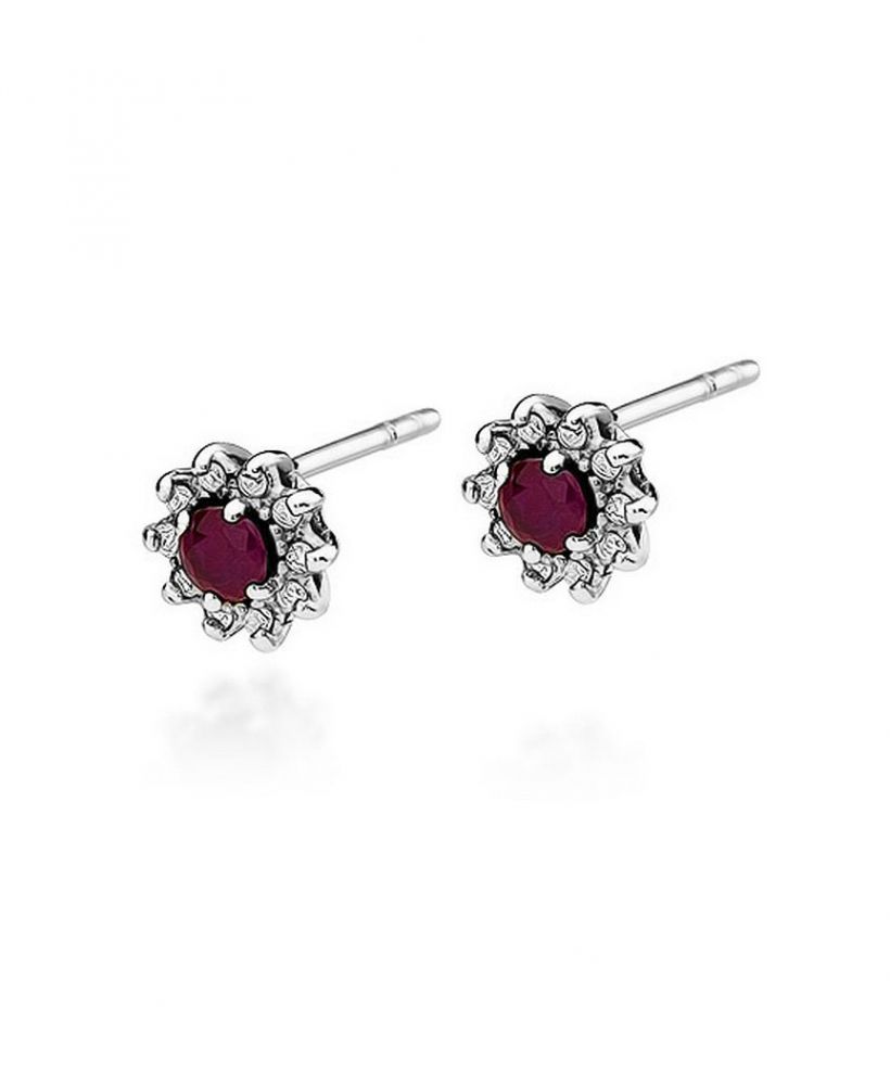 Náušnice Bonore - Biele Zlato 585 - Rubín 0,15 ct