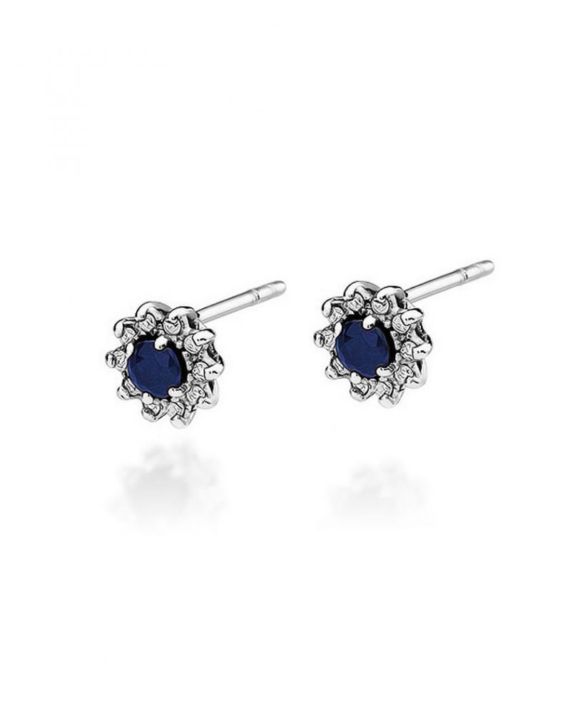 Náušnice Bonore - Biele Zlato 585 - Zafír 0,15 ct