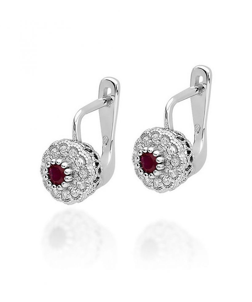 Náušnice Bonore - Biele Zlato 585 - Rubín 0,15 ct