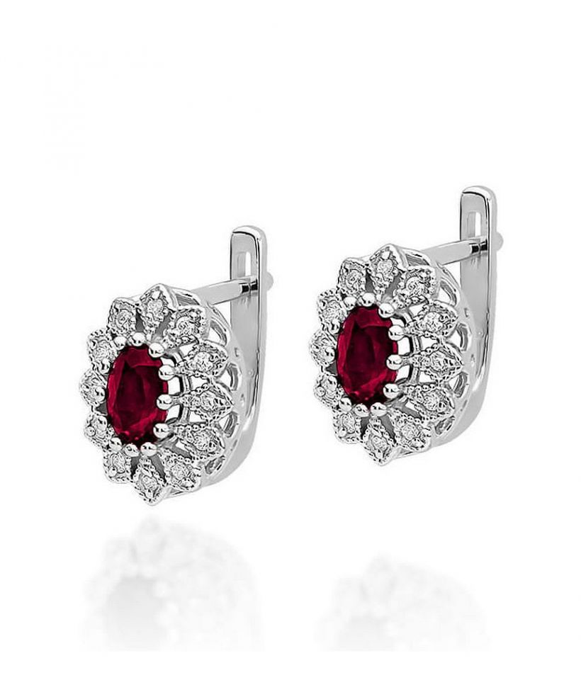 Náušnice Bonore - Biele Zlato 585 - Rubín 0,6 ct