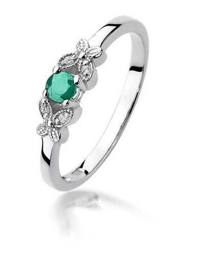 Prsteň Bonore - Biele Zlato 585 - Smaragd 0,15 ct