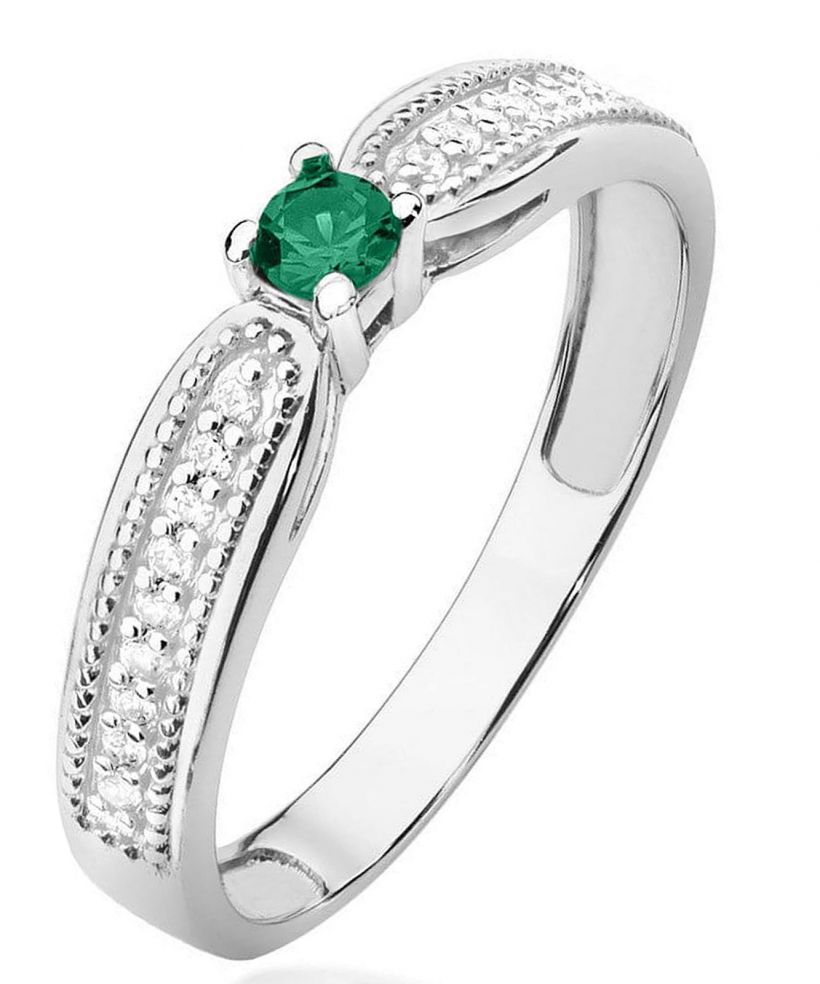 Prsteň Bonore - Biele Zlato 585 - Smaragd 0,15 ct