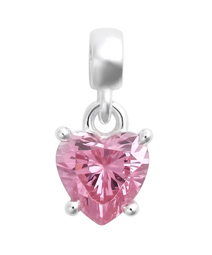 Prívesok Daniel Wellington Heart Pink Crystal Charm Silver