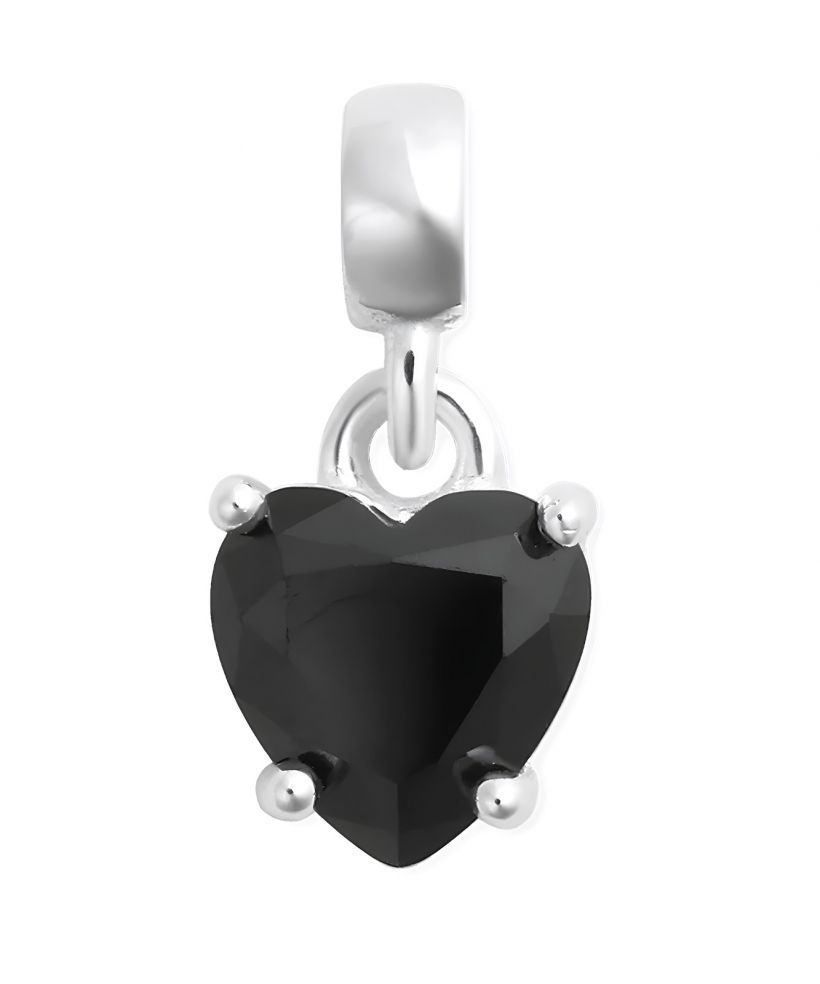 Prívesok Daniel Wellington Heart Black Crystal Charm Silver
