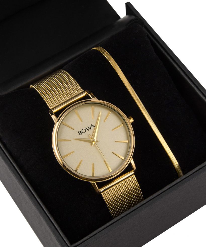 BOWA Praha Full-Gold Mesh 38 Gift Set (hodinky + náramok)