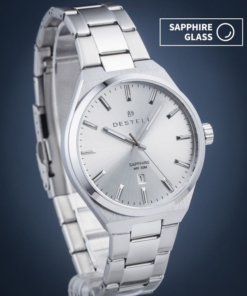Hodinky pánske DESTELL Aries Full Silver Steel Sapphire