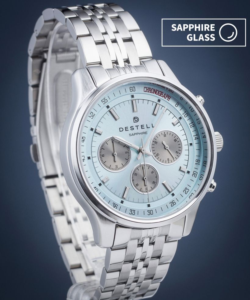 Hodinky pánske DESTELL Circinus Ice Blue Silver Steel Chronograph Sapphire