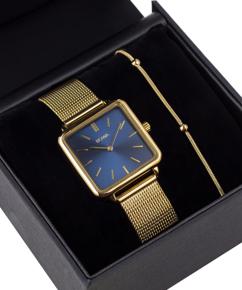 Hodinky dámske BOWA Vienna Navy Blue-Gold Mesh 29