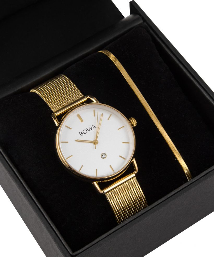BOWA Milan White-Gold Mesh 34 Gift Set (hodinky + náramok)