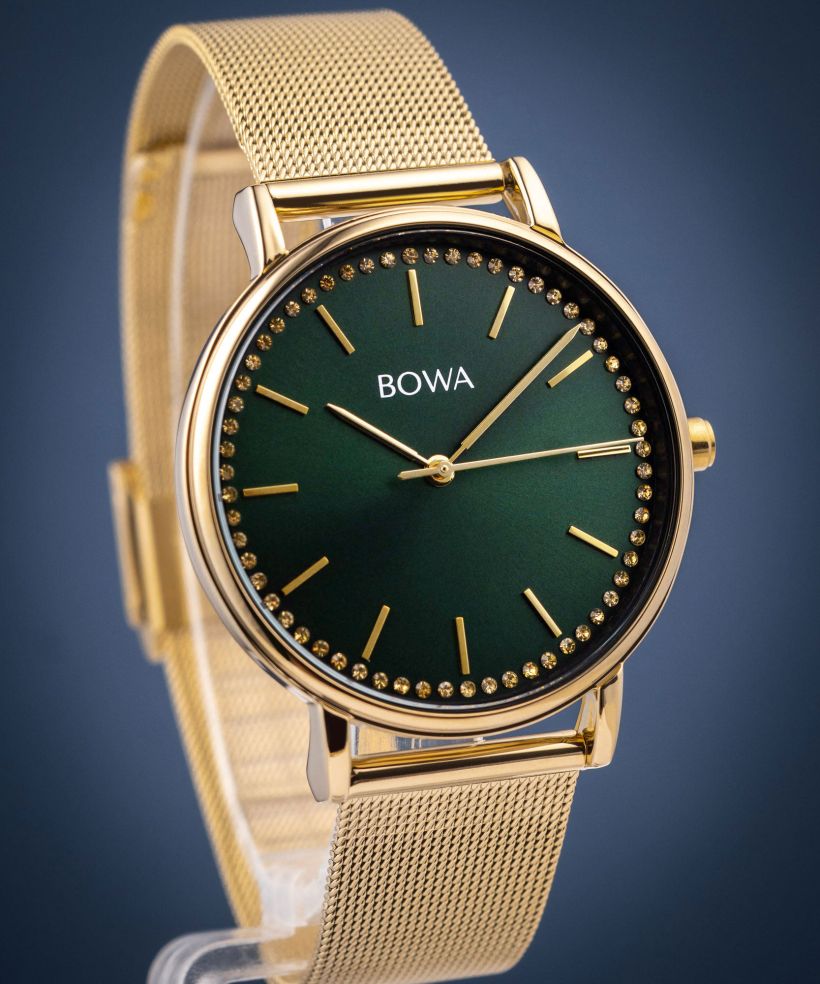 Hodinky dámske BOWA Rio Green-Gold Mesh 38