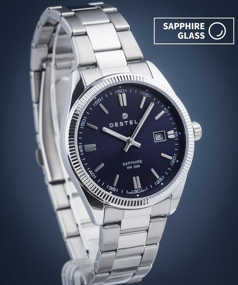 Hodinky pánske DESTELL Loup Blue Silver Steel Sapphire