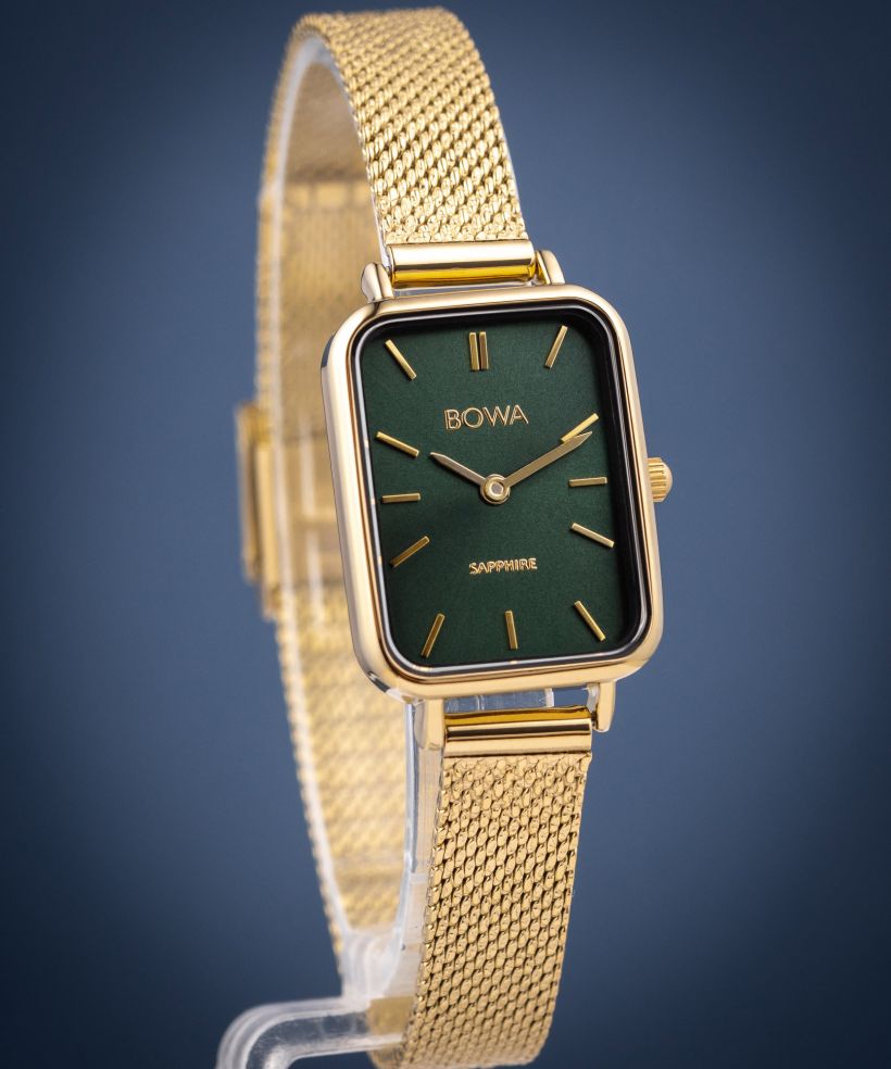 Hodinky dámske BOWA Dubai Green-Gold Mesh 20