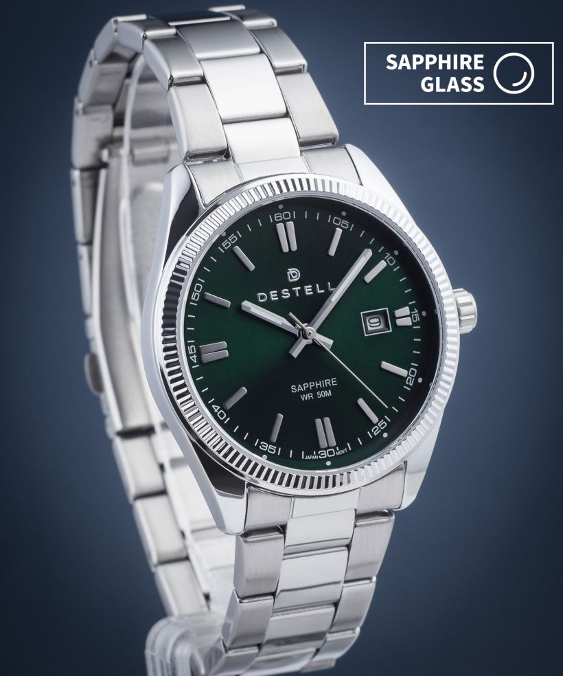 Hodinky pánske DESTELL Loup Green Silver Steel Sapphire