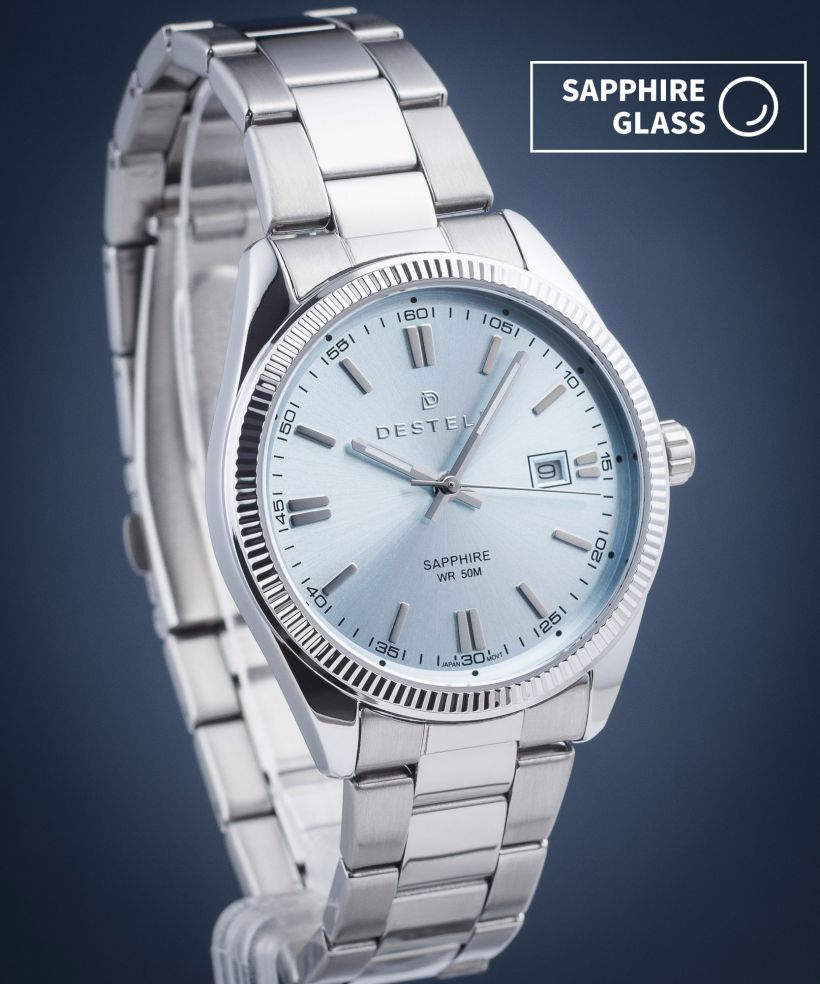 Hodinky pánske DESTELL Loup Ice Blue Silver Steel Sapphire