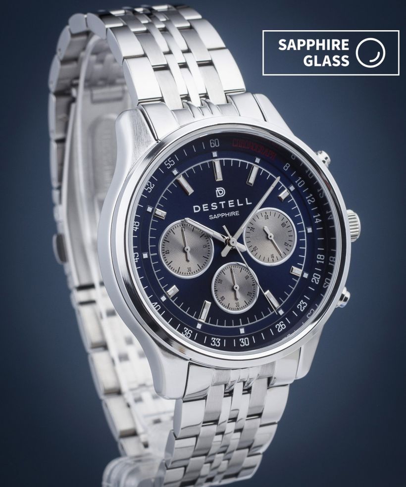 Hodinky pánske DESTELL Circinus Blue Silver Steel Chronograph Sapphire
