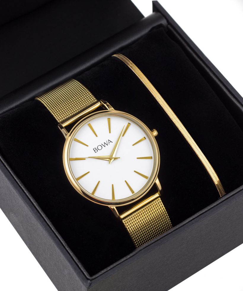 Hodinky dámske BOWA Praha White-Gold Mesh 38 Gift Set