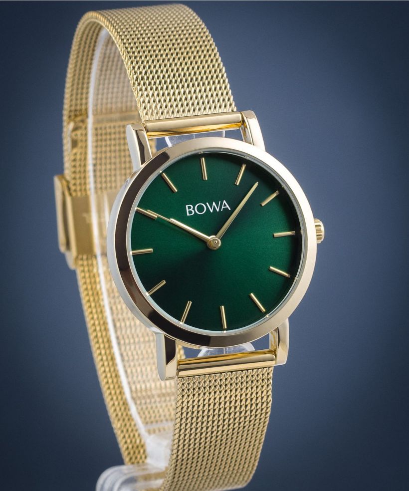 Hodinky dámske BOWA Tokyo Green Gold Mesh 33