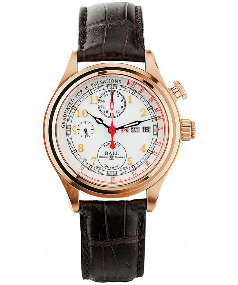 Hodinky pánske Ball Trainmaster Doctor's Chronograph Limited Edition 18K Gold Rose