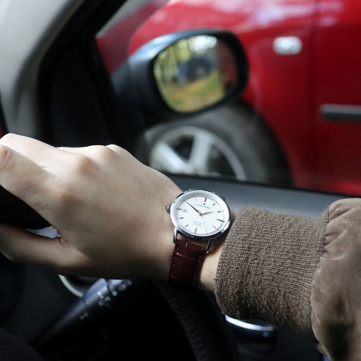 Hodinky pánske DESTELL Pictor Silver Brown Leather Sapphire