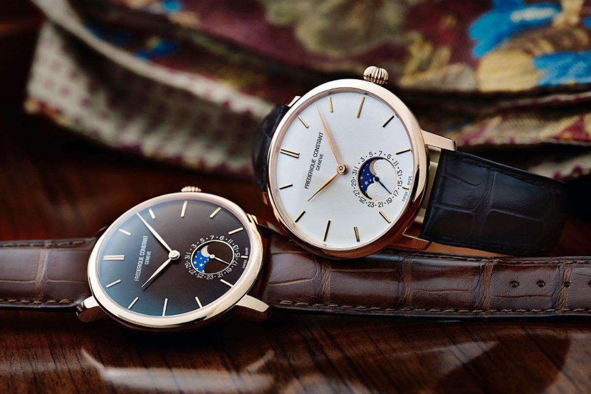 Pánske hodinky Frederique Consatnt Slimline Moonphase Manufacture watches with Pointer Date watch