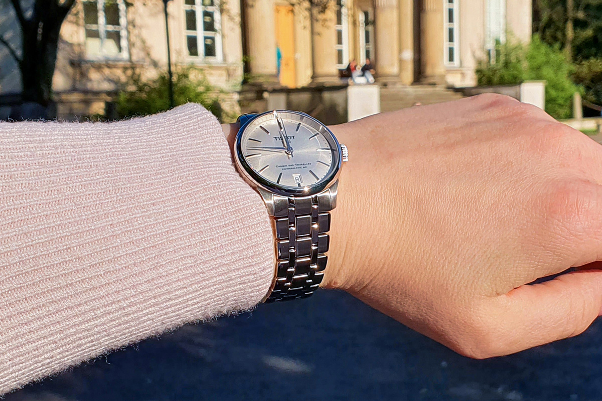 Dámske náramkové hodinky Tissot Chemin des Tourelles Powermatic 80 s ciferníkom a zafírovým sklom